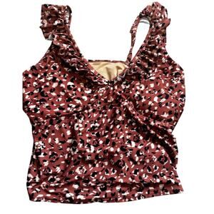 Old Navy Women's Swim Top in Red and Black Print